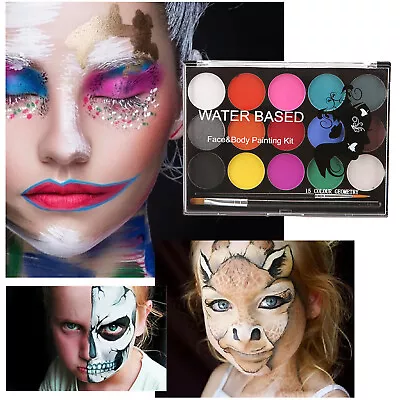 Glitter Spray For Clothes Face Paint Kit With 15 Colors Party Face & En Eyeliner • $16.45