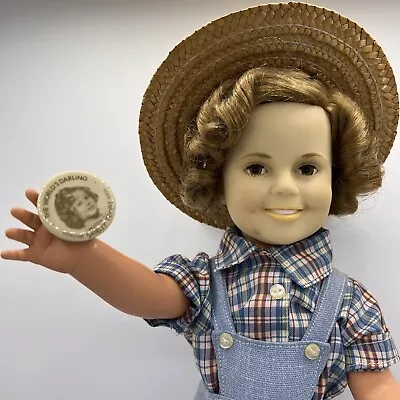 Vintage Ideal 16  Shirley Temple Doll 2M-5634 Overalls Plaid Hat Pin 70’s TLC 74 • $40.99