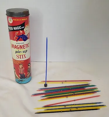 Vintage Steven Mfg Co  Magnetic Pick-Up Sticks W/ Pixie Magic Wand& 22 Stick • $15