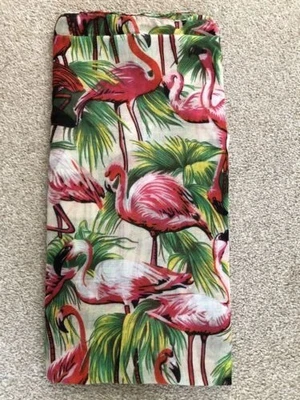£14 • Buy Lina & Lily Vintage Flamingo Print Womens Scarf Oversized (White) - VGC