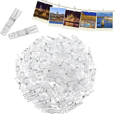 Xinzistar 100pcs Clear Mini Pegs Small Plastics Mini Clear Pegs For Hanging Ph • £8.85