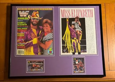 Macho Man Randy Savage & Miss Elizabeth Signed Classic Cards & WWF Mag Framed • $5000