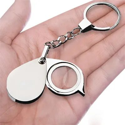 Portable 15X Folding Keyring Magnifier Key Chain Magnifying Glass Pocket Tools • £4.79