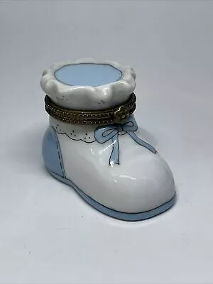 Baby Blue Shoe Porcelain Hinged Trinket Box • $12