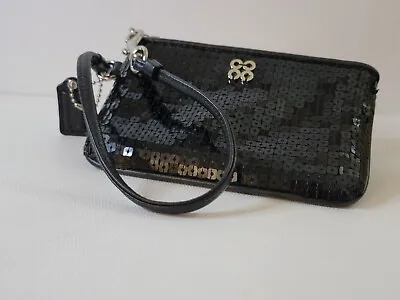 Coach Special Occasion Sequined Wristlet Black & Silver 46563 New Wallet • $34.99
