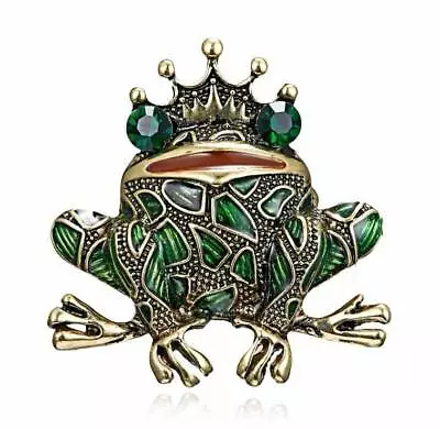 Vintage Look Gold Plated Lucky Frog King Brooch Suit Coat Broach Collar Pin B29 • $18.64