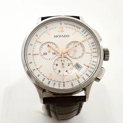 Movado Circa Heritage Chronograph Mens Watch Quartz Leather Band 42mm • $399