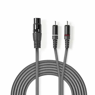 Nedis XLR Female To 2x Phono RCA Plug Stereo Audio Patch Cable Adapter Lead 1.5m • £8.42