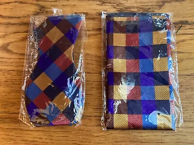 HISDERN Men's Check Plaid Bowtie Formal Tuxedo Self-Tie Bow Tie & Pocket Square • $16