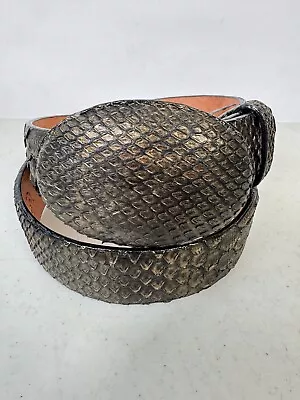 Wild West Python Snakeskin Belt Gold Leather Lining Genuine Handmade Size 30 • $30
