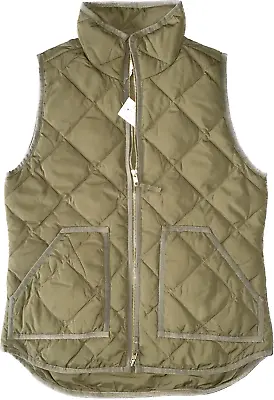 J.CREW NEW Lightweight Quilted Down Excursion Vest Olive Green NWT XS • $19.99