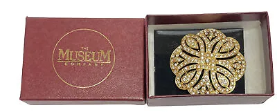 The Museum Company Gold Tone White Rhinestone Vintage Pin Brooch Boxed Nos • $29.99