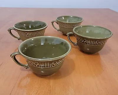 Vintage Canonsburg Pottery Co. Madeira Ironstone Coffee / Tea Cups 4 Pc Set • $29.99