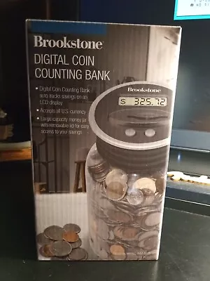 Brookstone Digital Coin Counting Bank W/ LCD Display Large Capacity Money Jar • $16.45