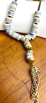 Vintage Mala Buddhist Meditation Prayer Beads Porcelain Barrel Beads With Tassel • $12.25