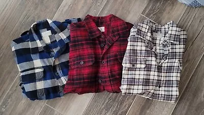 Jachs Men's Flannel Cotton Button Down Shirts Brown Red Blue Size Large Lot Of 3 • $17.93