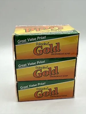 Vintage Palmolive Gold Deodorant Bar Soap 3 Pack 3.2 Oz - SEALED • £19.28