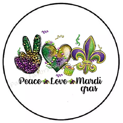 Peace Love And Mardi Gras Envelope Seals Labels Stickers Party Favors • $1.99