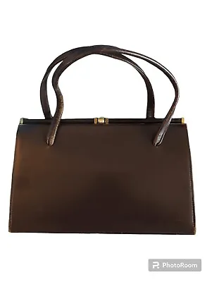 Vintage Retro Leather Ackery Of London Ladies Handbag Dark Brown Gold Detailing • £39.99