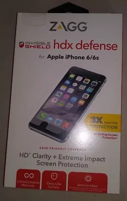 NEW ZAGG INVISIBLE SHIELD APPLE IPHONE 6/6s HD CLARITY EXTREME IMPACT   G-19 • $11.95