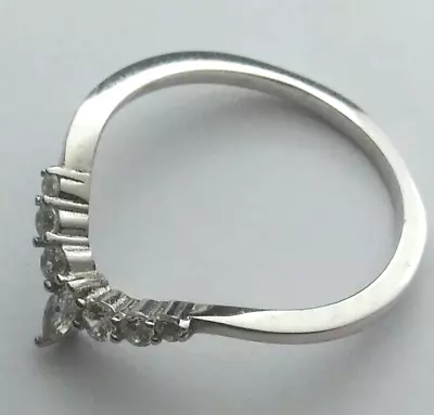 925 STERLING SILVER Rhodium Plated MICRO-PAVE - MODERN DESIGN BAND RING - SIZE 6 • $16.99