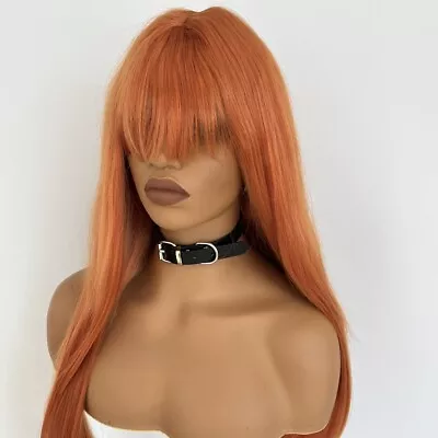 Synthetic Wig Ginger Orange Daily Wear Heat Resistant Hair Women Long Straight • £14.99
