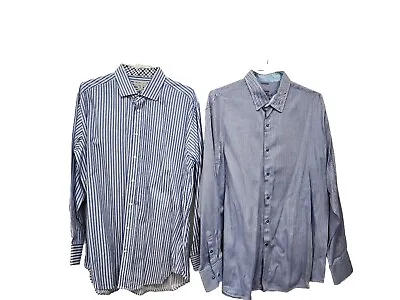 Lot Of 2 Luciano Visconti Jack Stone Blue Size XXL Button Up Shirt Blue Print  • $20