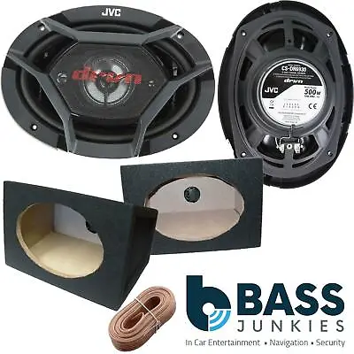 JVC CS-DR6930 6x9  3-Way 1000 Watts A Pair Speakers With Black 6x9 Boxes & Cable • £79