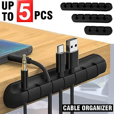 USB Charge Cable Holder Desk Cable Clips Organizer Cord Management Cables Table • $18.49