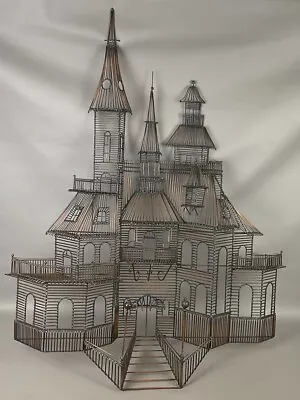 Large Mid-Century Metal Wire Victorian House Sculpture 36” X  29” X  5.5” • $379.95