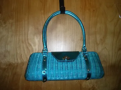 Vintage Wicker Blue Purse By Erma 13 X 5 X 2 • $46.99