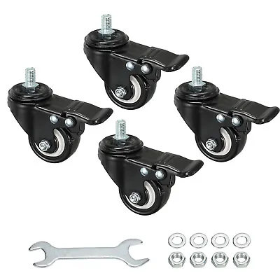 4pcs 2  Swivel Threaded Stem Casters M10x15mm Thread PU Caster Wheel 110lbs Load • $27.14