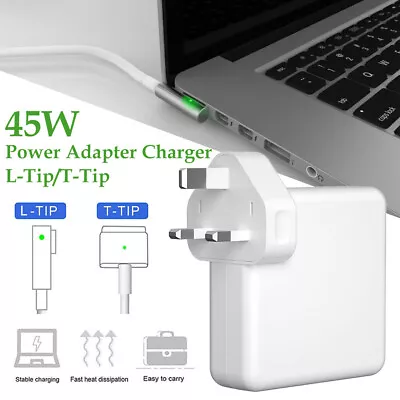 For MacBook Air/Pro  45W L-Tip T-Tip AC Power Charger Cable Charging Adapter UK • £11.80