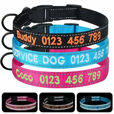 £7.15 • Buy Nylon Reflective Personalised Dog Collar Embroidered ID Collars Puppy Boy Girl