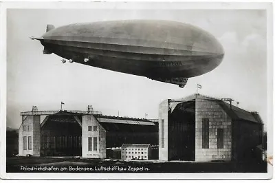 GERMANY  ZEPPELIN B&W POSTCARD OVER FRIEDRICHSHAFEN 1910's  MY REF 135 • £7.50