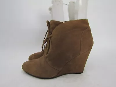 VIA SPIGA Womens Size 9 M Brown Suede Laces Wedge Ankle Fashion Boots Bootie • $34.19