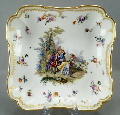 £235.62 • Buy KPM Berlin Hand Painted Watteau Scene Flowers & Gold Square 9 5/8 Inch Bowl B