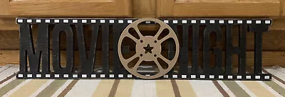 Movie Night Wooden Sign Cinema Theater Movie Reel Home Wall Decor Film DVD • $40