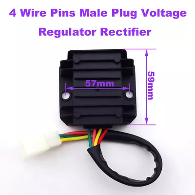 4 Wire Pins Male Plug Voltage Regulator Rectifier For GY6 Scooter Moped Parts • $12.18