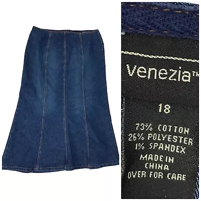 Venezia Skirt Womens Size 18 Denim Long Line Cotton Modest Date Office Church • $27.88