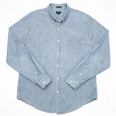 J Crew Denim Chambray Shirt Men's Large Slim Fit Long Sleeve Button-Down Blue • $29.95