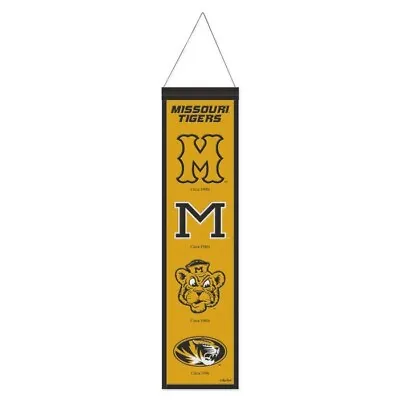 Missouri Tigers NCAA Heritage Banner Embroidered Wool 8  X 32  • $45