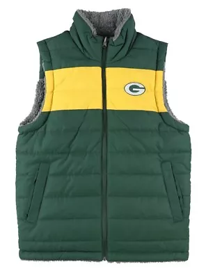 Green Bay Packers Reversible Outerwear Vest Green Zip Front M Puffer NWT New • $34.99