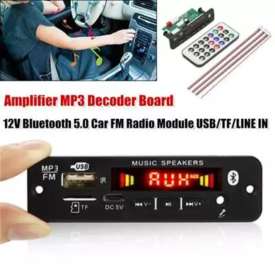 12V Car Bluetooth5.0 MP3 Decoder Board 2X20W Amplifier FM Radio USB/TF/LINE IN • $13.99