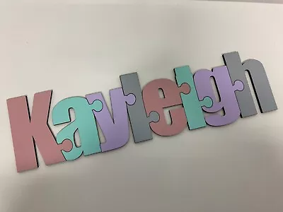 Personalised Wooden Name Jigsaw Educational Gift - Spelling Aid - Painted Toy • £18.89