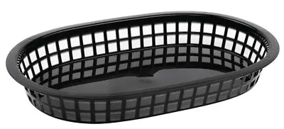£9.95 • Buy Plastic Food Basket Black Oval Polyproylene Chips Basket 26cm X 18cm Pack Of 6