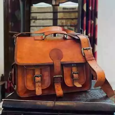 Mens Genuine Vintage 28  Leather Messenger New Shoulder Laptop Bag Briefcase • $48.88