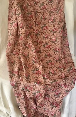 Antique French Vining Floral Roses Light Cotton Fabric~ Pink Apricot Lavender • $49