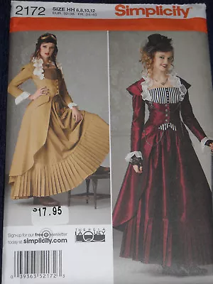 Victorian Steampunk Costume Misses Size 6-12 Simplicity 2172 Sewing Pattern • $10.84