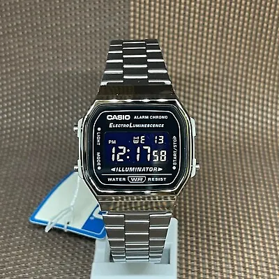 Casio A168WGG-1B Vintage Black Digital Gray Ion Plated Band Unisex Fashion Watch • $58